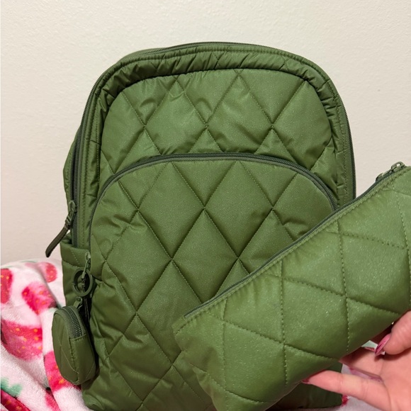 Vera Bradley Handbags - Vera Bradley Quilted Olive Backpack Set
